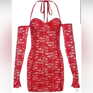 Scarlet Desire - Lace Halter Mini Dress